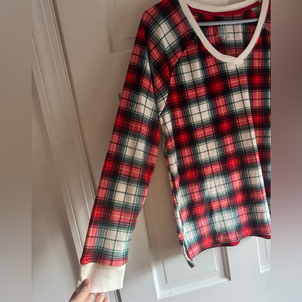 Cuddl Duds Red and Green Plaid Top - Picture 2 of 6